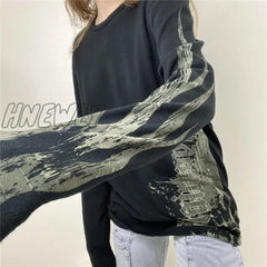 Gothic Tops Y2K 2000S Aesthetic Women Letter Print Round Neck Long Sleeve T Shirt Dark Academia