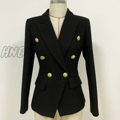 High Quality New Fashion Baroque Designer Blazer Jacket Women’s Silver Lion Buttons Double