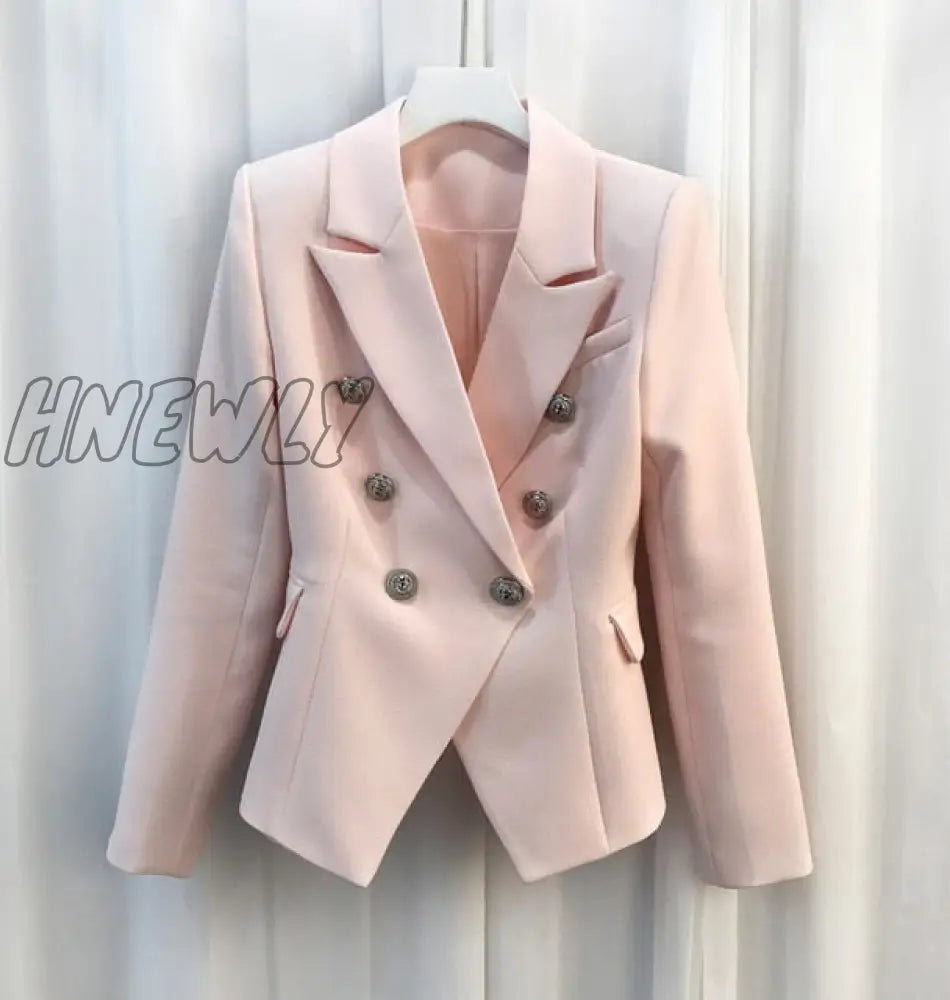 High Quality New Fashion Baroque Designer Blazer Jacket Women’s Silver Lion Buttons Double