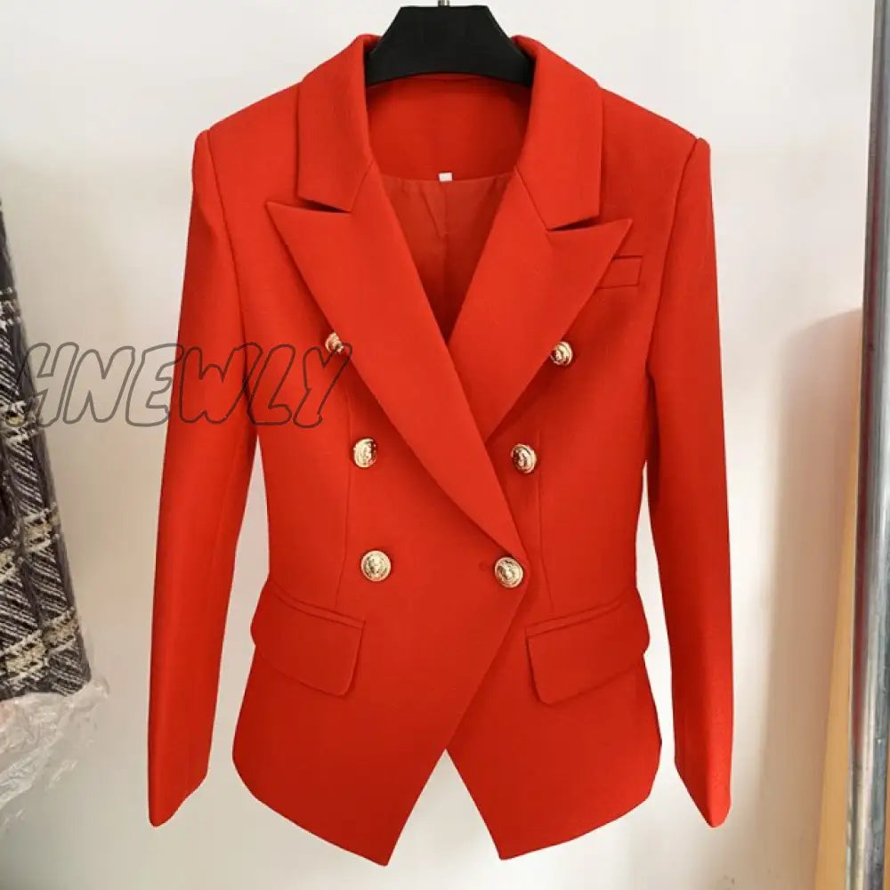 High Quality New Fashion Baroque Designer Blazer Jacket Women’s Silver Lion Buttons Double