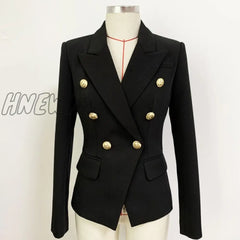 High Street Classic Designer Blazer Jacket Women’s Slim Fitting Metal Lion Buttons Double