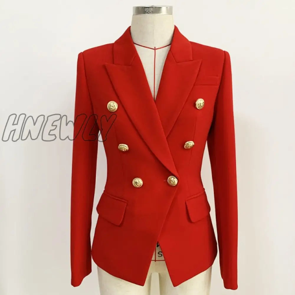 High Street Classic Designer Blazer Jacket Women’s Slim Fitting Metal Lion Buttons Double