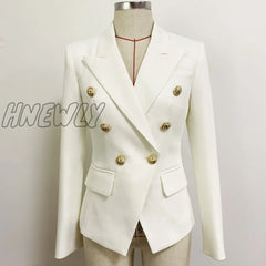 High Street Classic Designer Blazer Jacket Women’s Slim Fitting Metal Lion Buttons Double