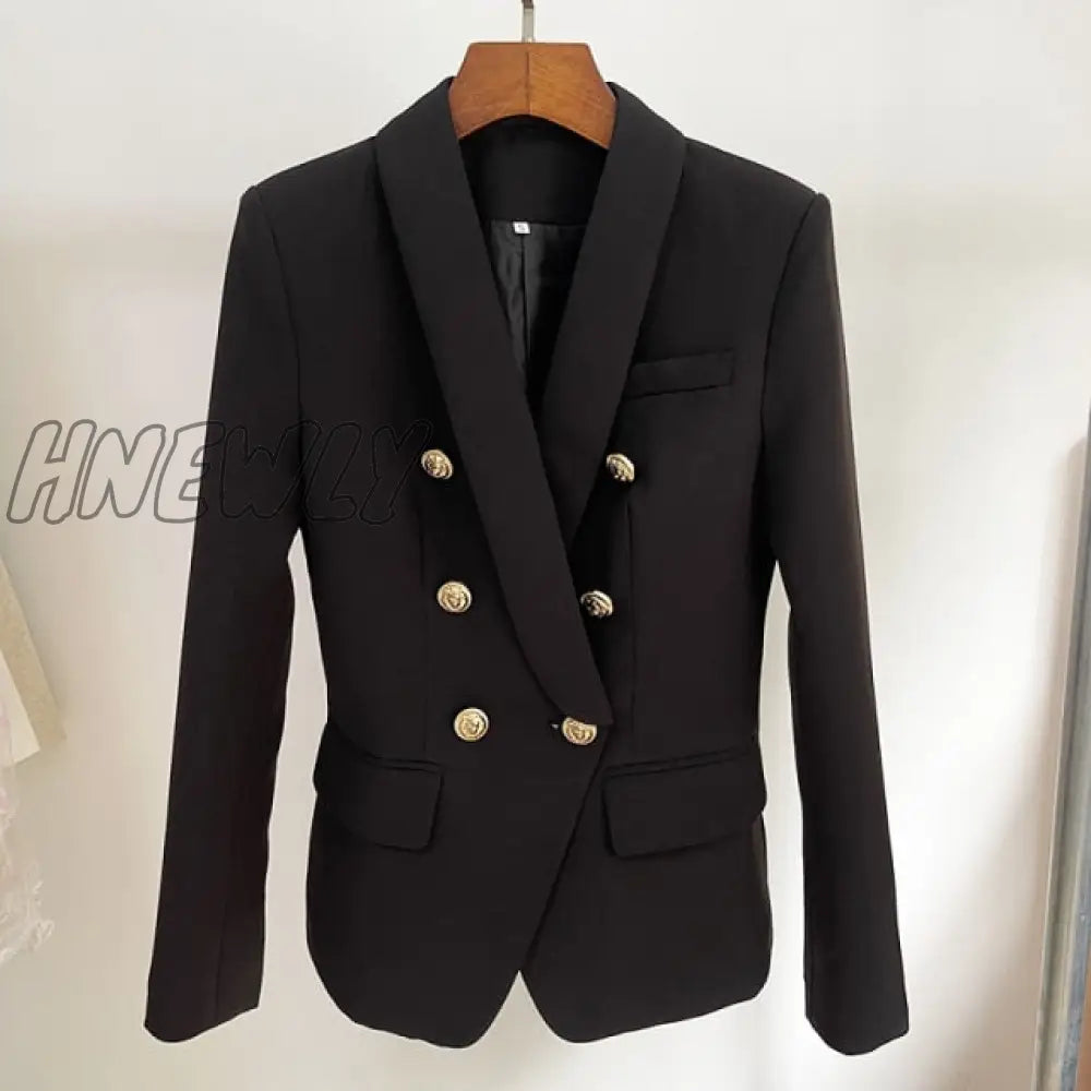 High Street Newest Designer Blazer Jacket Women’s Slim Fitting Double Breasted Metal Lion Buttons