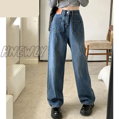 Jeans Straight Pants For Women Plus Size New High-Waisted Slimming Wide-Leg Women’s Casual Loose