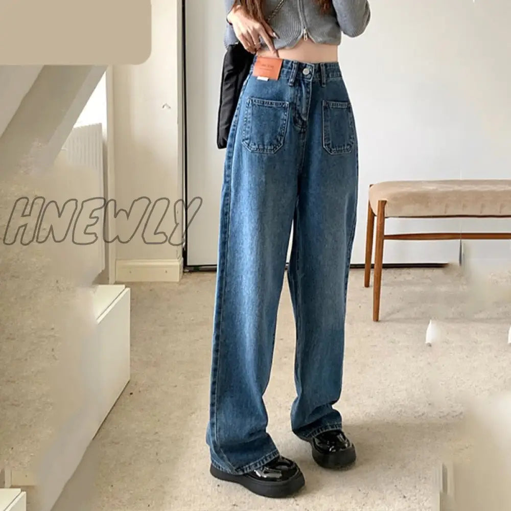 Jeans Straight Pants For Women Plus Size New High-Waisted Slimming Wide-Leg Women’s Casual Loose