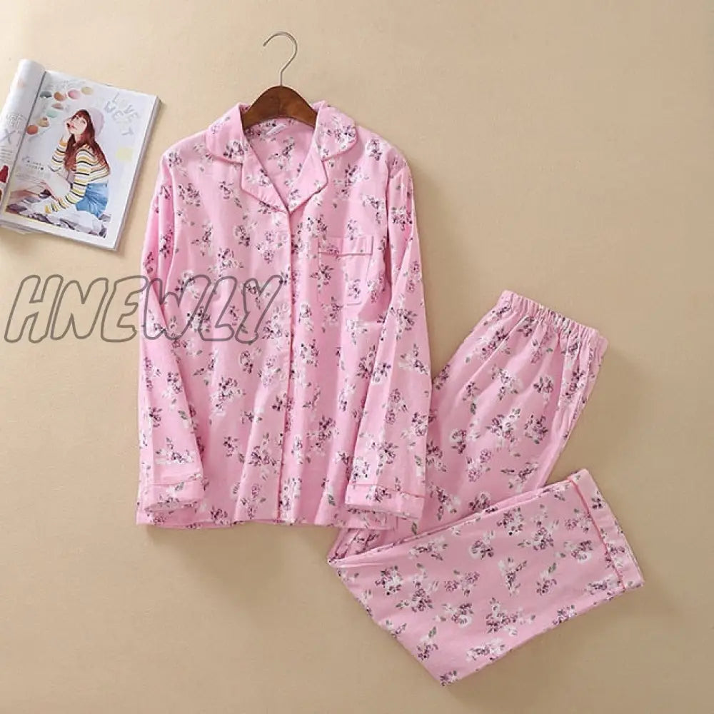 July’s Song Woman Cotton Printing Pajamas Long Sleeves Women’s Trousers Set Casual Soft