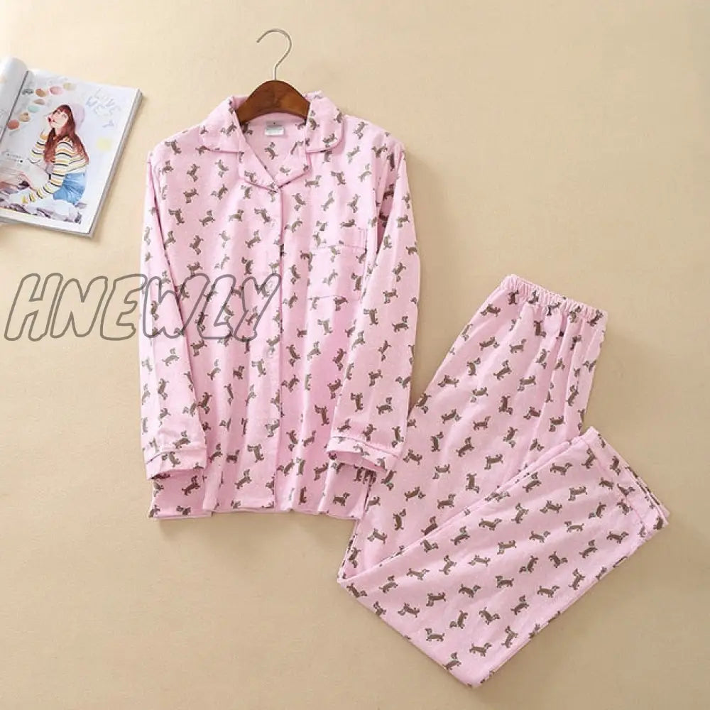 July’s Song Woman Cotton Printing Pajamas Long Sleeves Women’s Trousers Set Casual Soft