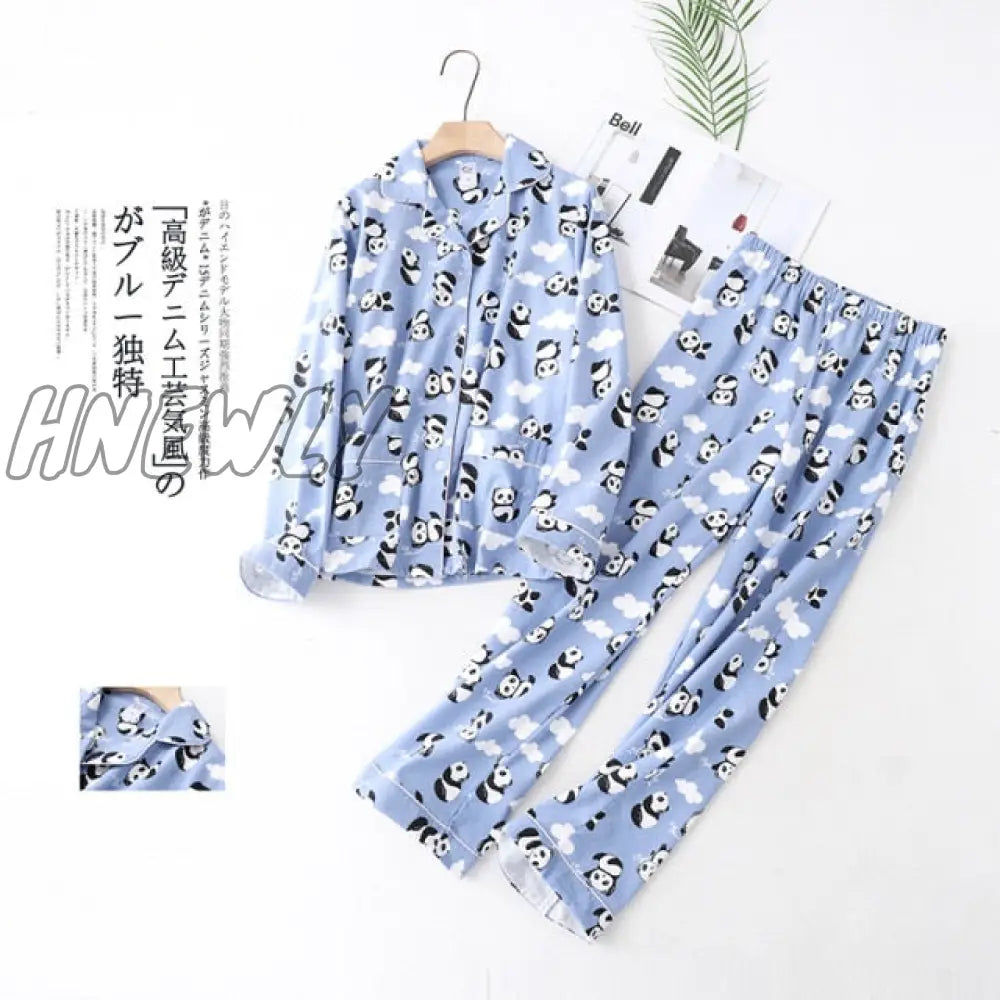 July’s Song Woman Cotton Printing Pajamas Long Sleeves Women’s Trousers Set Casual Soft