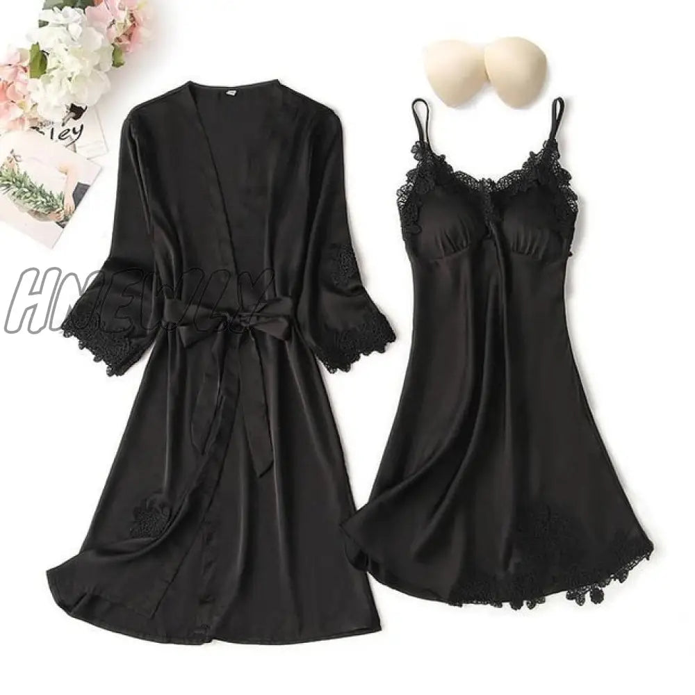 Lace Trim Sexy Wedding Lady Robe Suit Loose Satin Bride Bridesmaid Kimono Bathrobe Gown Mini