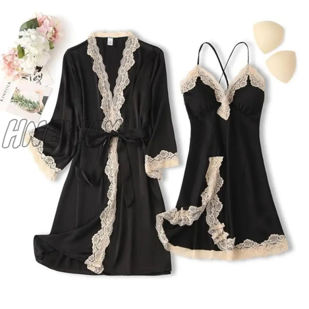 Lace Trim Sexy Wedding Lady Robe Suit Loose Satin Bride Bridesmaid Kimono Bathrobe Gown Mini