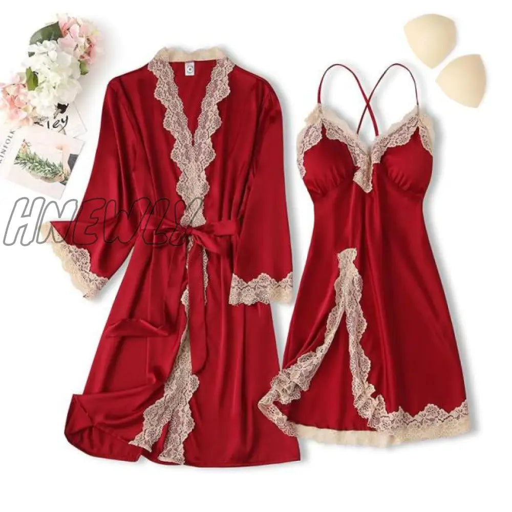 Lace Trim Sexy Wedding Lady Robe Suit Loose Satin Bride Bridesmaid Kimono Bathrobe Gown Mini