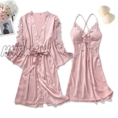 Lace Trim Sexy Wedding Lady Robe Suit Loose Satin Bride Bridesmaid Kimono Bathrobe Gown Mini