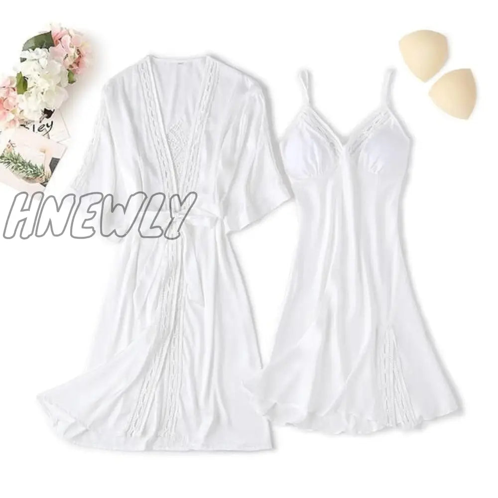 Lace Trim Sexy Wedding Lady Robe Suit Loose Satin Bride Bridesmaid Kimono Bathrobe Gown Mini