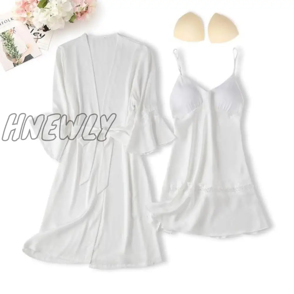 Lace Trim Sexy Wedding Lady Robe Suit Loose Satin Bride Bridesmaid Kimono Bathrobe Gown Mini