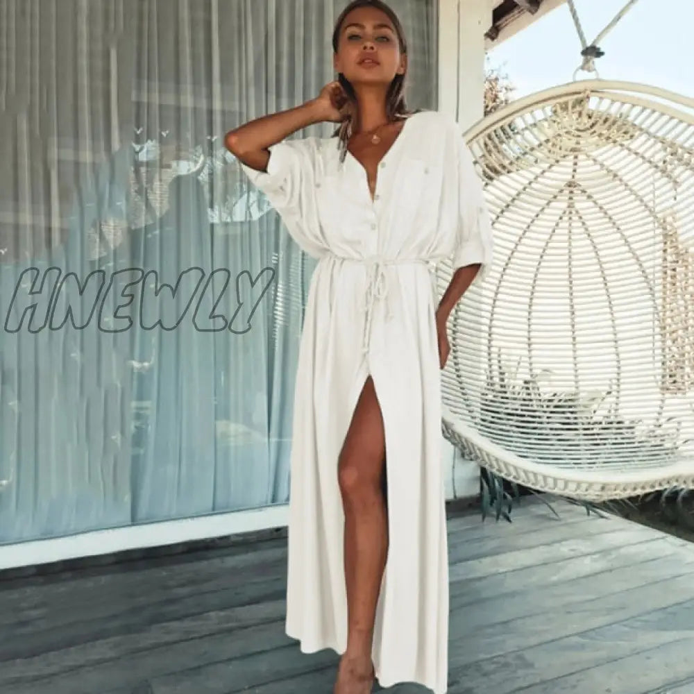 Leaves Print Bikini Beach Cover Up Tunics For Long Kaftan Robe De Plage Sarong Swimsuit Cover - Ups