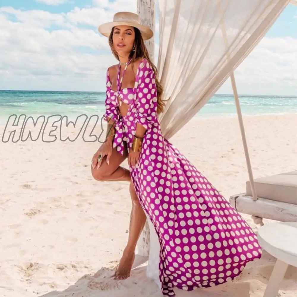 Leaves Print Bikini Beach Cover Up Tunics For Long Kaftan Robe De Plage Sarong Swimsuit Cover - Ups