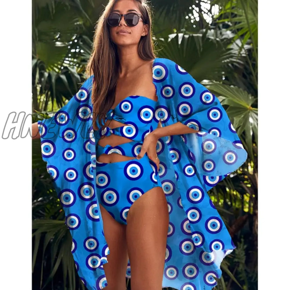 Leaves Print Swimsuit Beach Cover Up Tunics For Long Kaftan Bikini Robe De Plage Sarong Cover - Ups