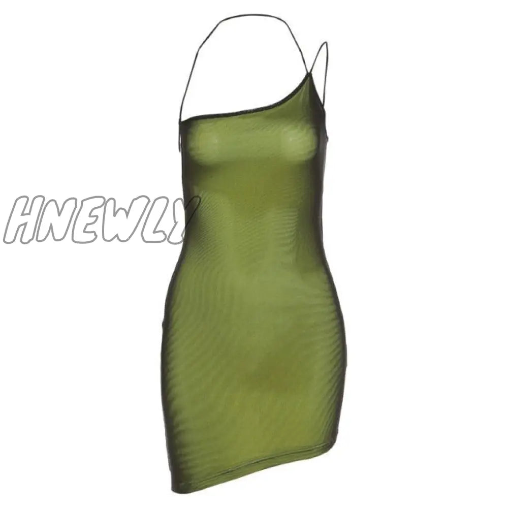 Mesh Halter Tie Up Baddie Dresses For Women Summer Casual Street Style Sexy Backless Sleeveless