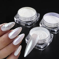 Mirror Nail Powder Pigment Pearl White Rubbing On Art Glitter Dust Chrome Aurora Blue Manicure