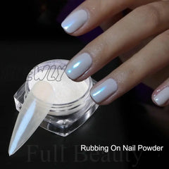 Mirror Nail Powder Pigment Pearl White Rubbing On Art Glitter Dust Chrome Aurora Blue Manicure