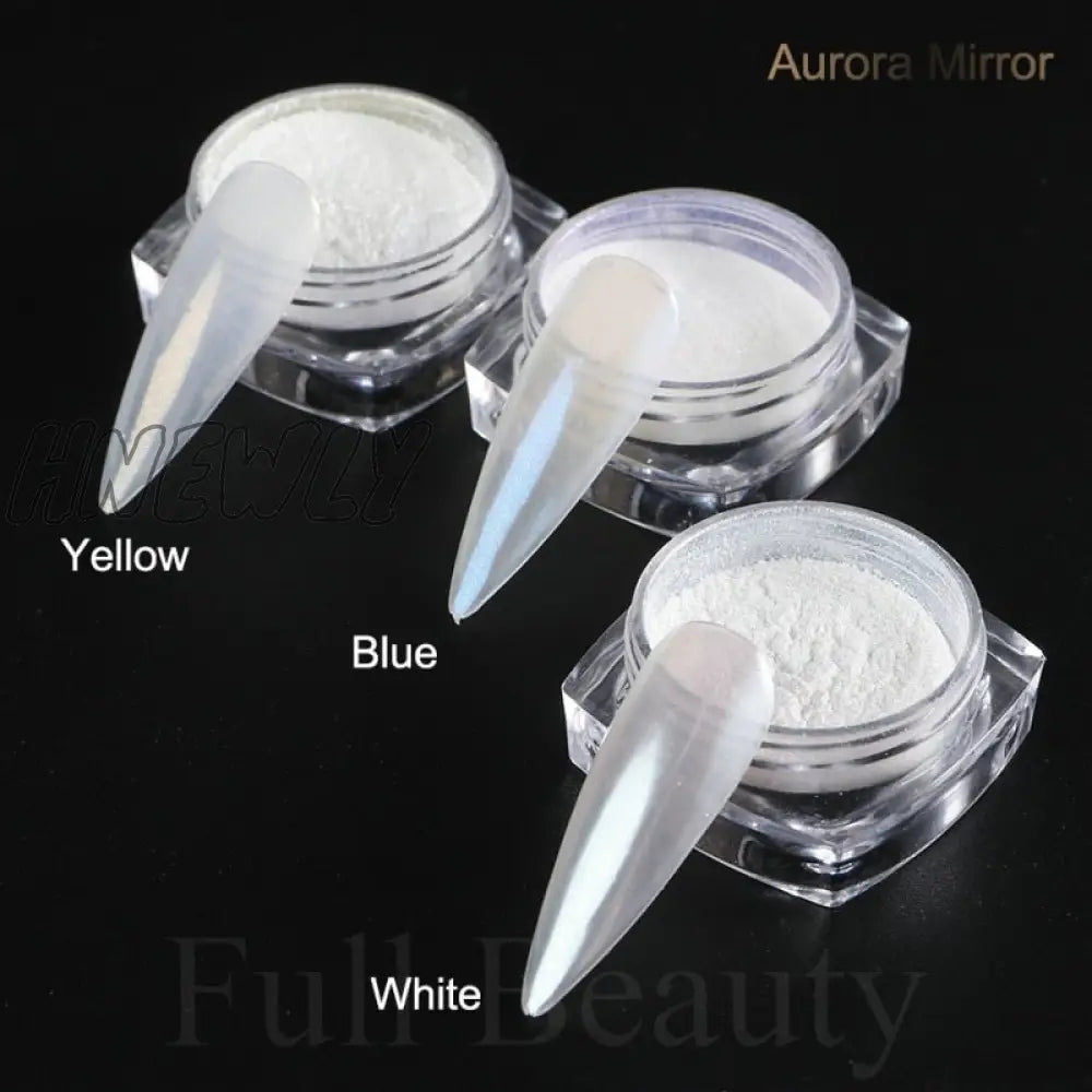 Mirror Nail Powder Pigment Pearl White Rubbing On Art Glitter Dust Chrome Aurora Blue Manicure