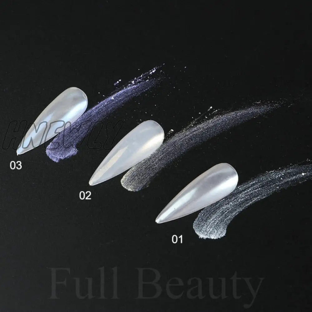 Mirror Nail Powder Pigment Pearl White Rubbing On Art Glitter Dust Chrome Aurora Blue Manicure