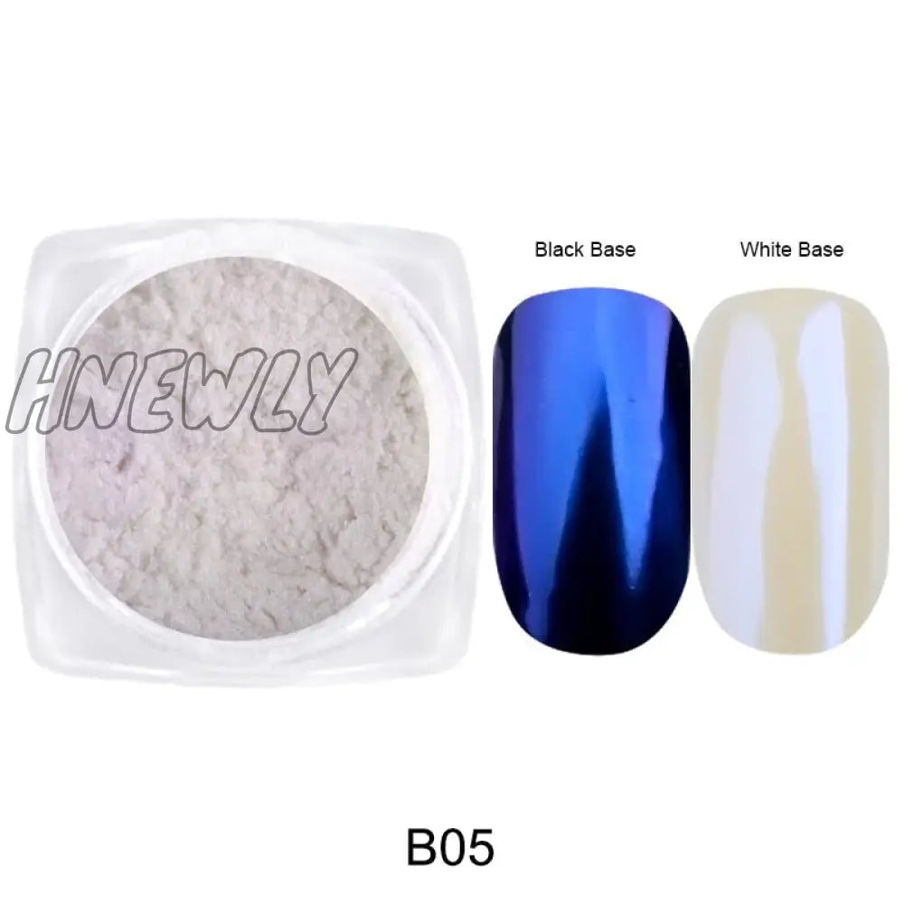 Mirror Nail Powder Pigment Pearl White Rubbing On Art Glitter Dust Chrome Aurora Blue Manicure