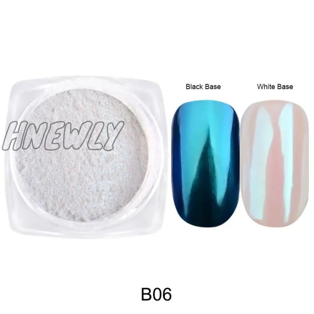 Mirror Nail Powder Pigment Pearl White Rubbing On Art Glitter Dust Chrome Aurora Blue Manicure