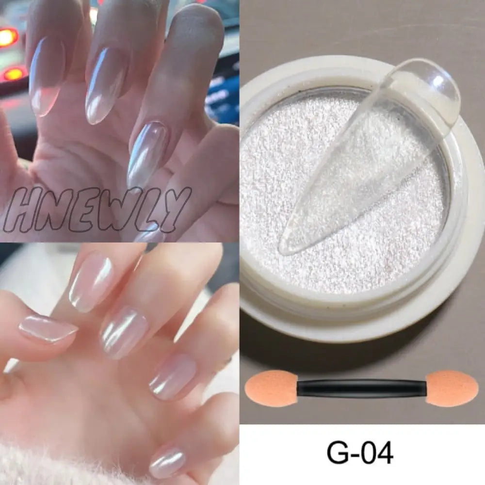 Mirror Nail Powder Pigment Pearl White Rubbing On Art Glitter Dust Chrome Aurora Blue Manicure