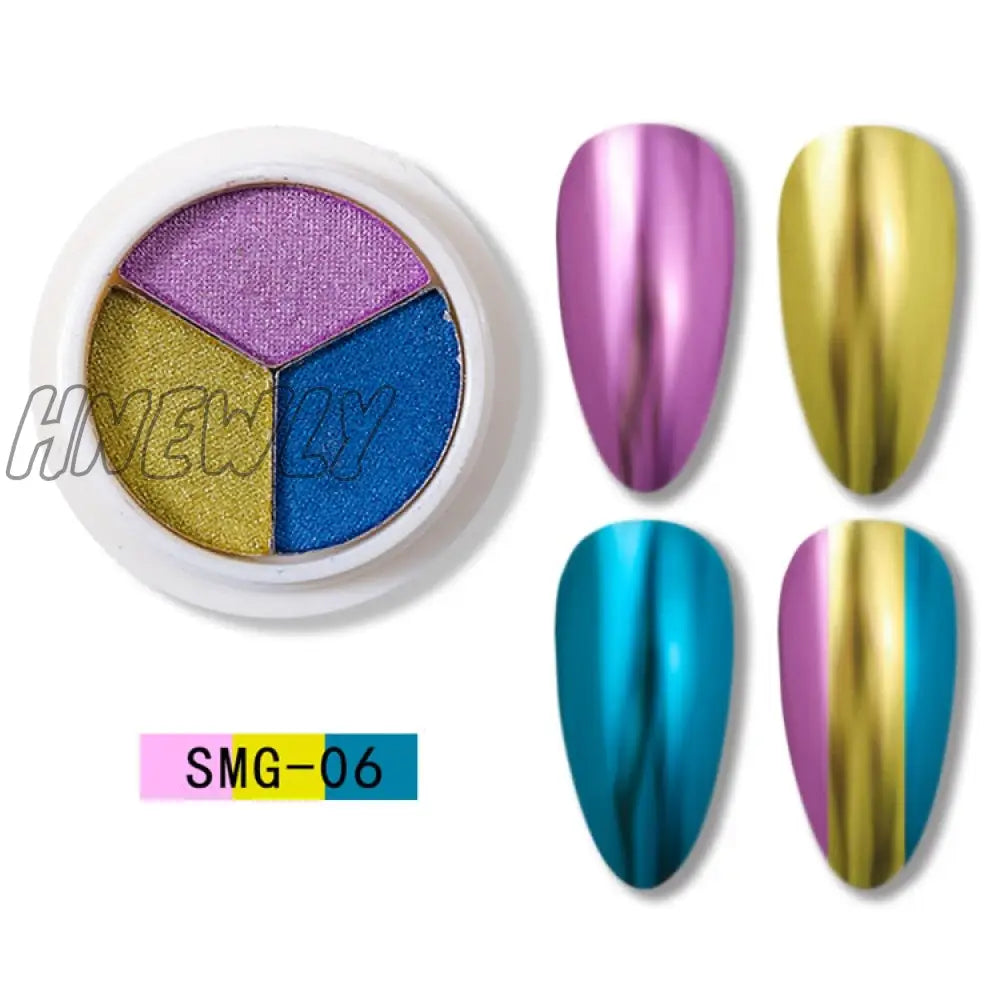 Mirror Nail Powder Pigment Pearl White Rubbing On Art Glitter Dust Chrome Aurora Blue Manicure