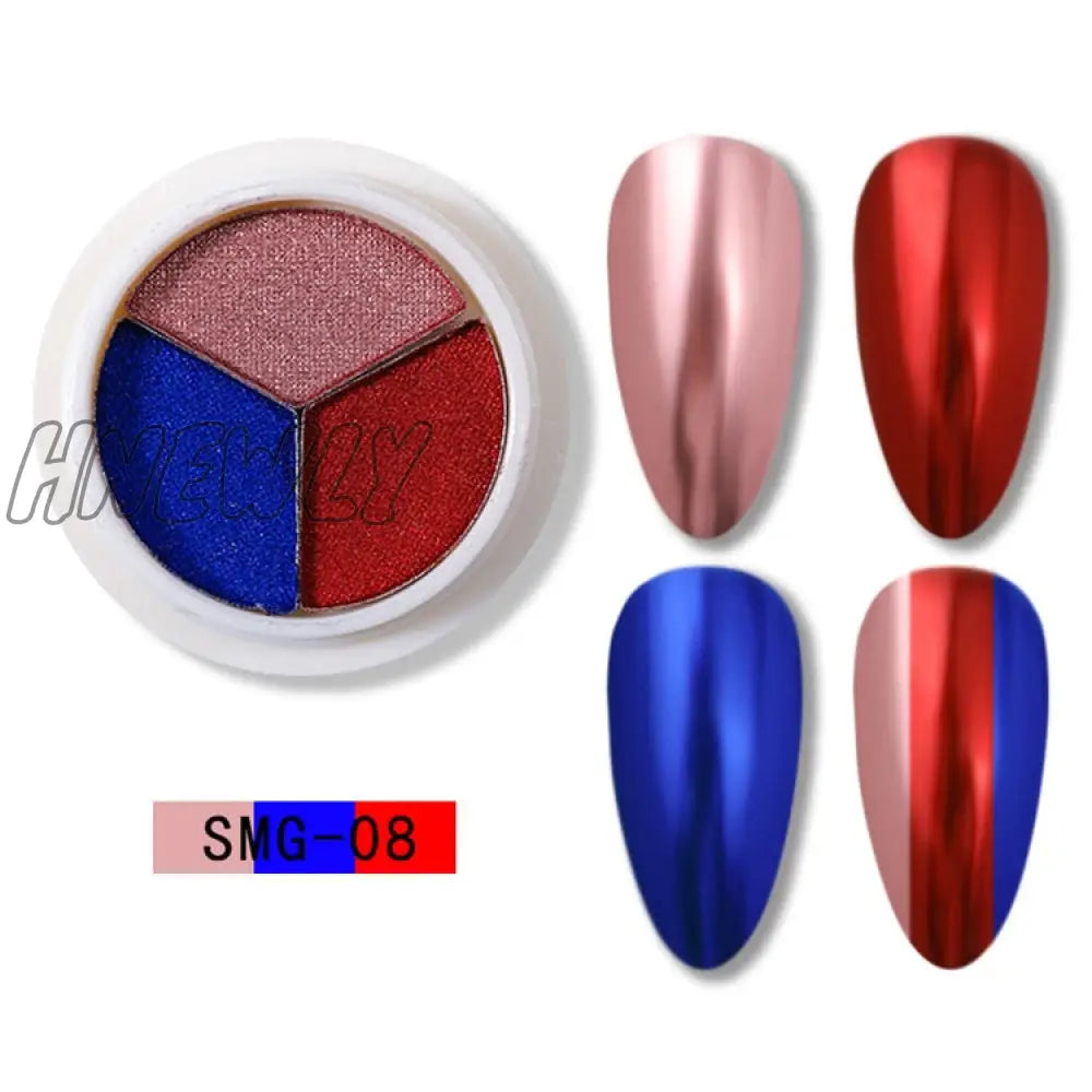 Mirror Nail Powder Pigment Pearl White Rubbing On Art Glitter Dust Chrome Aurora Blue Manicure