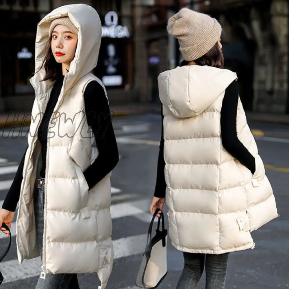 New Autumn And Winter Women’s Vest Loose Mid - Length Waistcoat Large Size Sleeveless Jacket