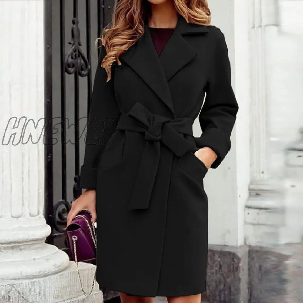 New Jackets For Women Long Coat Autumn Winter Plus Size Female Slim Fit Lapel Spring Overcoat