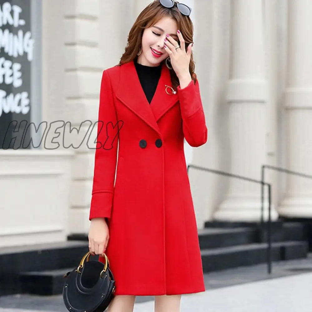 New Spring And Autumn Woolen Coat Female Long Large Size Thick Women Jacket Slim Lady Clothing