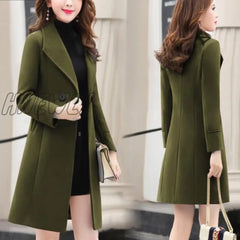 New Spring And Autumn Woolen Coat Female Long Large Size Thick Women Jacket Slim Lady Clothing