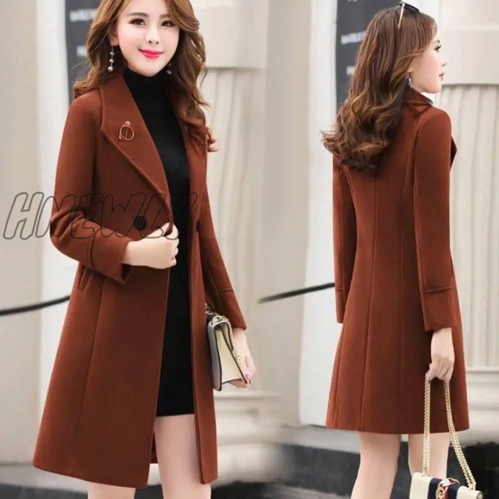 New Spring And Autumn Woolen Coat Female Long Large Size Thick Women Jacket Slim Lady Clothing