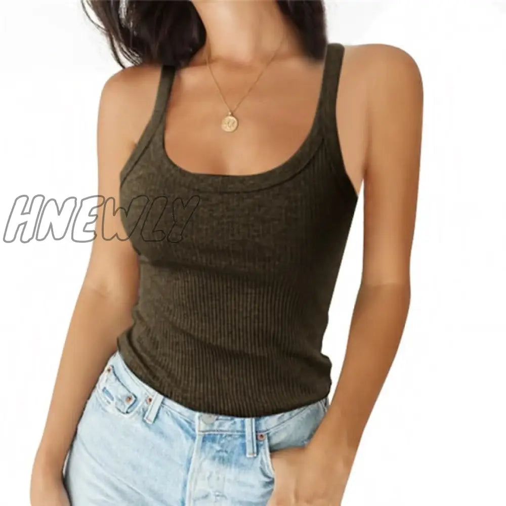 O Neck Summer Knit Vest Top Sleeveless Women Sexy Basic Camisole T Shirt White Off Shoulder Ribbed