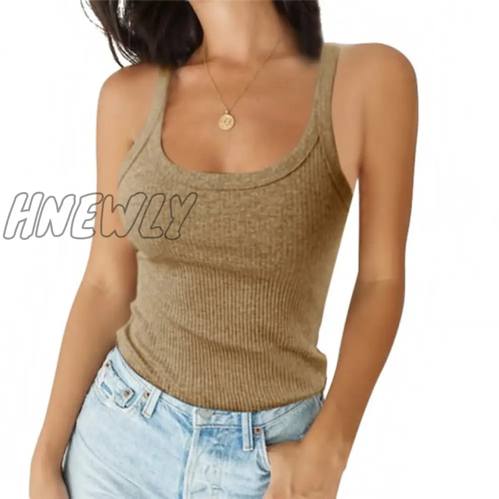 O Neck Summer Knit Vest Top Sleeveless Women Sexy Basic Camisole T Shirt White Off Shoulder Ribbed