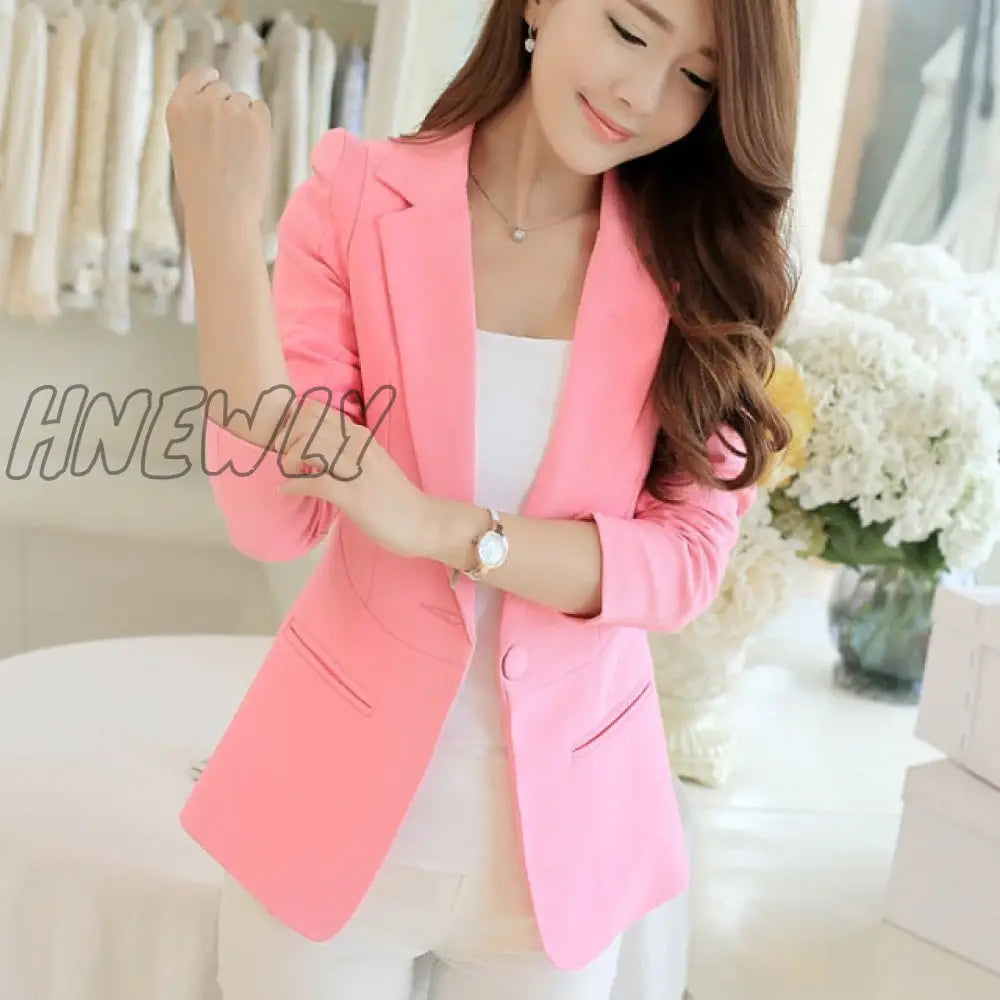 Peonfly Ladies Blazer Long Sleeve Blaser Women Suit Jacket Female Feminine Femme Pink Blue White