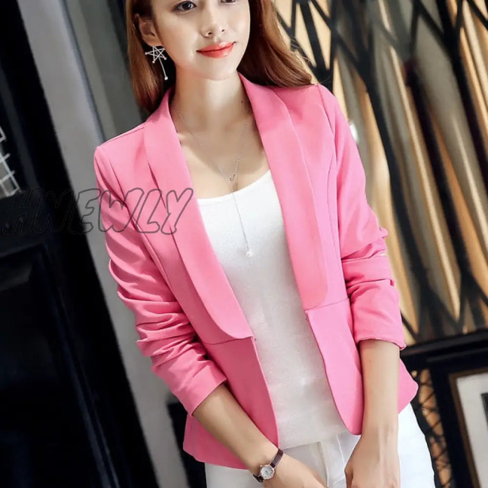 Peonfly Ladies Blazer Long Sleeve Blaser Women Suit Jacket Female Feminine Femme Pink Blue White