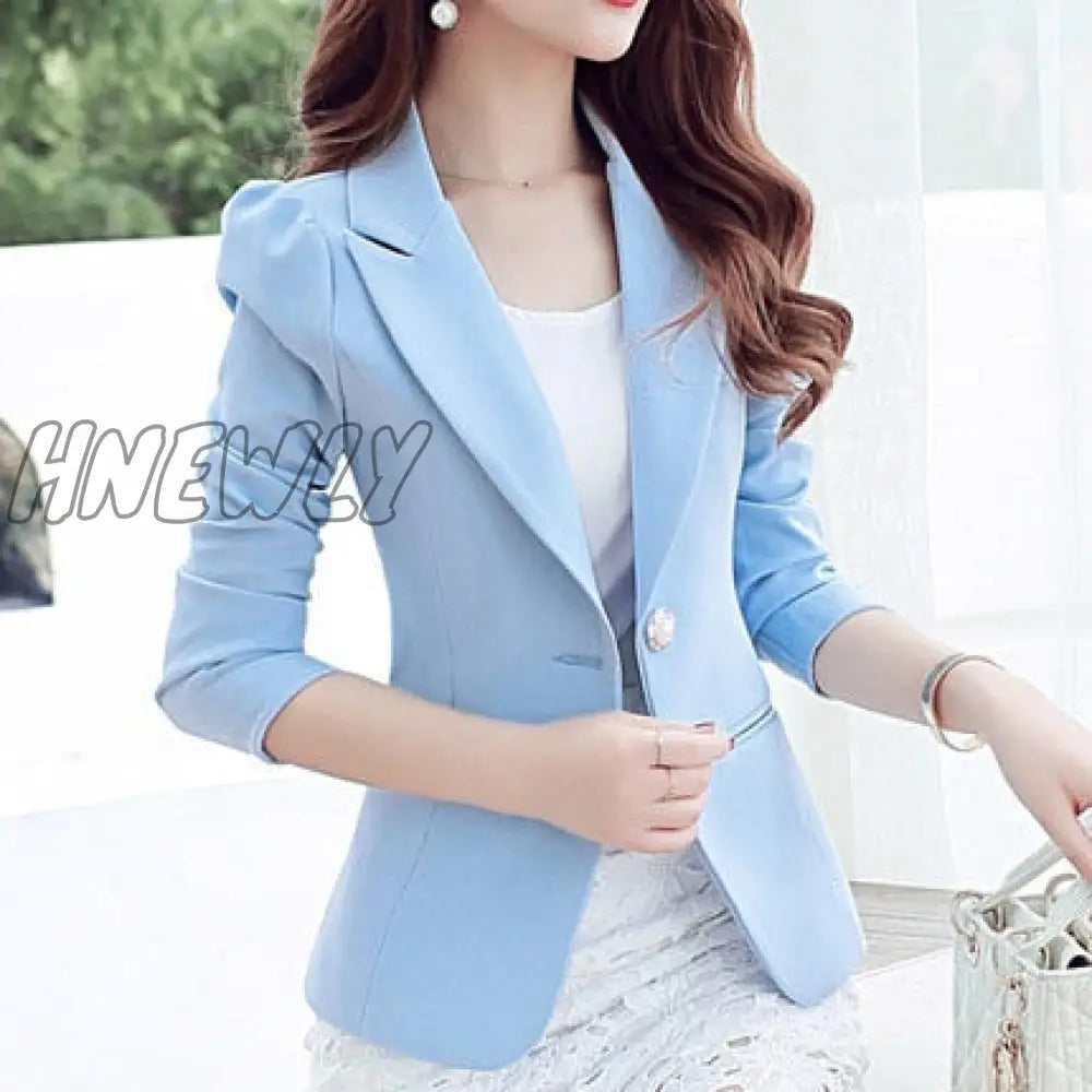 Peonfly Ladies Blazer Long Sleeve Blaser Women Suit Jacket Female Feminine Femme Pink Blue White