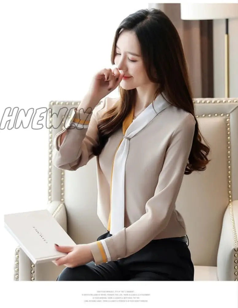 Plus Size Ol Office Women Tops And Blouse Vintage Long Sleeve Chiffon Blusas Mujer De Moda Elegant