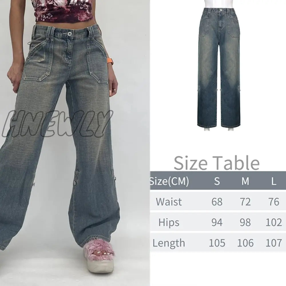 Printed Baggy Y2K Jeans Women’s Low Waist Jeans Autumn Winter Oversize Wide Leg Pants Casual