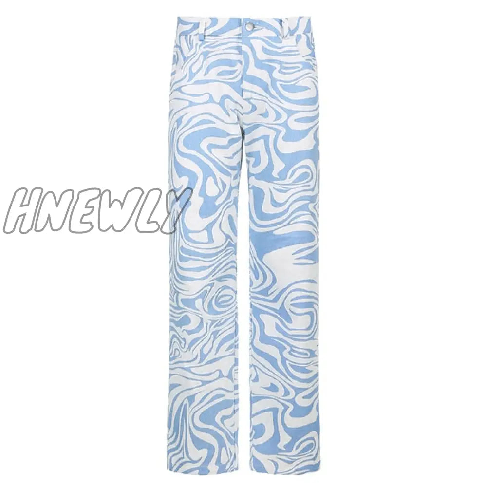 Rockmore Zebra Pattern High Waist Women’s Jeans 90S Streetwear Trousers Baggy Leg Pants Mom