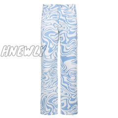 Rockmore Zebra Pattern High Waist Women’s Jeans 90S Streetwear Trousers Baggy Leg Pants Mom