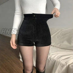 Sexy Black Pu Fashion Casual Summer Shorts Women Clothing Faux Leather Goth High Waisted Womens Y2K