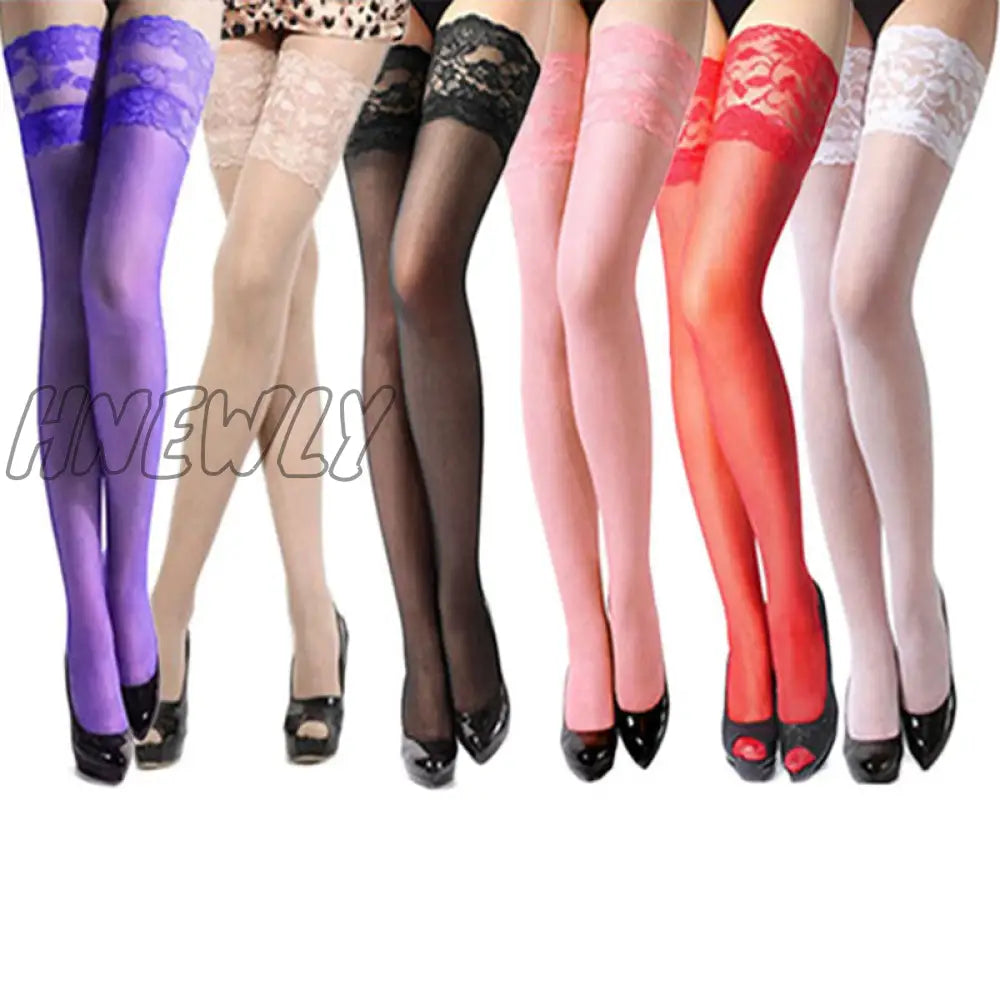 Sexy Lace Thigh High Knee Stockings Women Transparent Elastic Nylon Temptation Medias