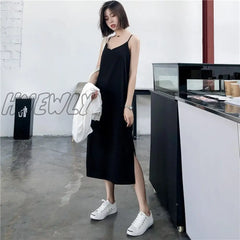 Sexy Women Maxi Dress Black Sling Female Summer Sleeveless V - Neck Vest Long Dresses