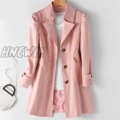 Spring Autumn Trench Coat Woman New Korean Single - Breasted Mid - Long Women Overcoat Plus Size